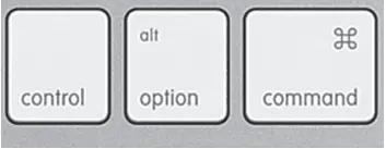 Control, Option, Command keys