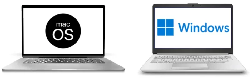 Mac and Windows laptops
